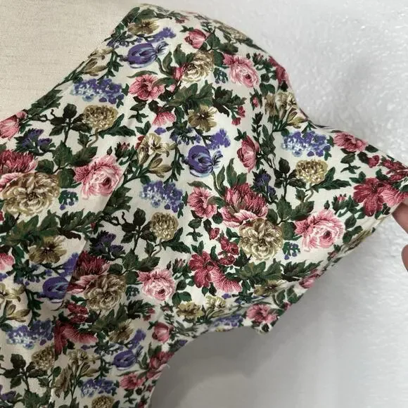 Vintage 90s Y2K All That Jazz Dress Midi Size 9/10 Floral Cottagecore Peasant - Picture 6 of 13